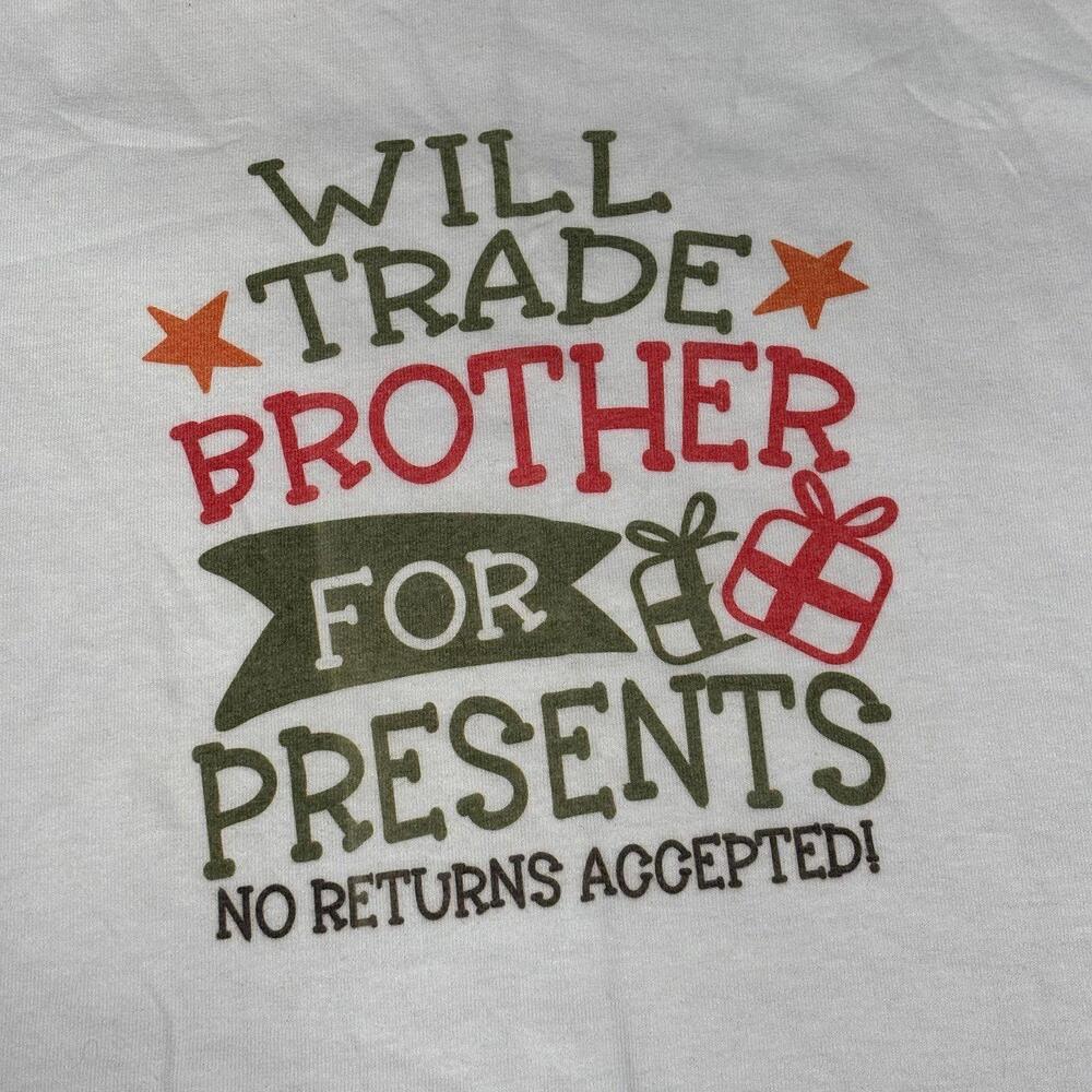 Gildan Graphic T-Shirt - Will Trade Brother for Presents Youth Large NWT - Picture 2 of 4